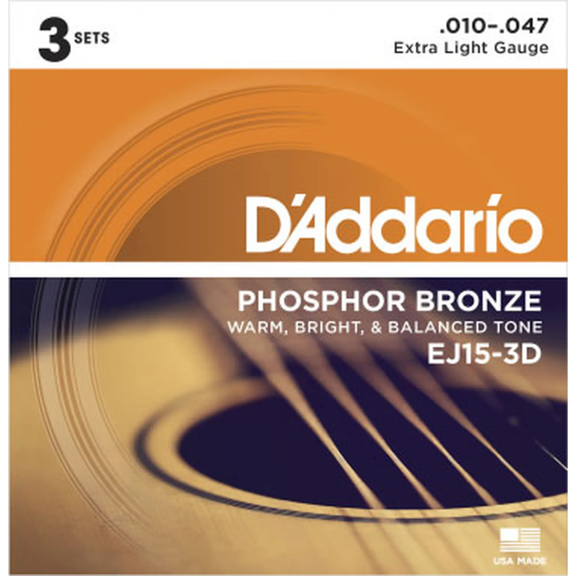 Vorderes Coverbild D´Addario EJ15-3D Phosphor Bronze Extra Light
