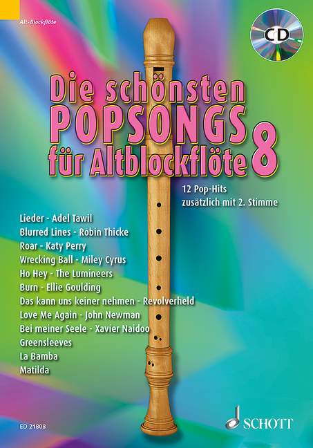 Vorderes Coverbild Die Schönsten Popsongs Für Altblockflöte 8