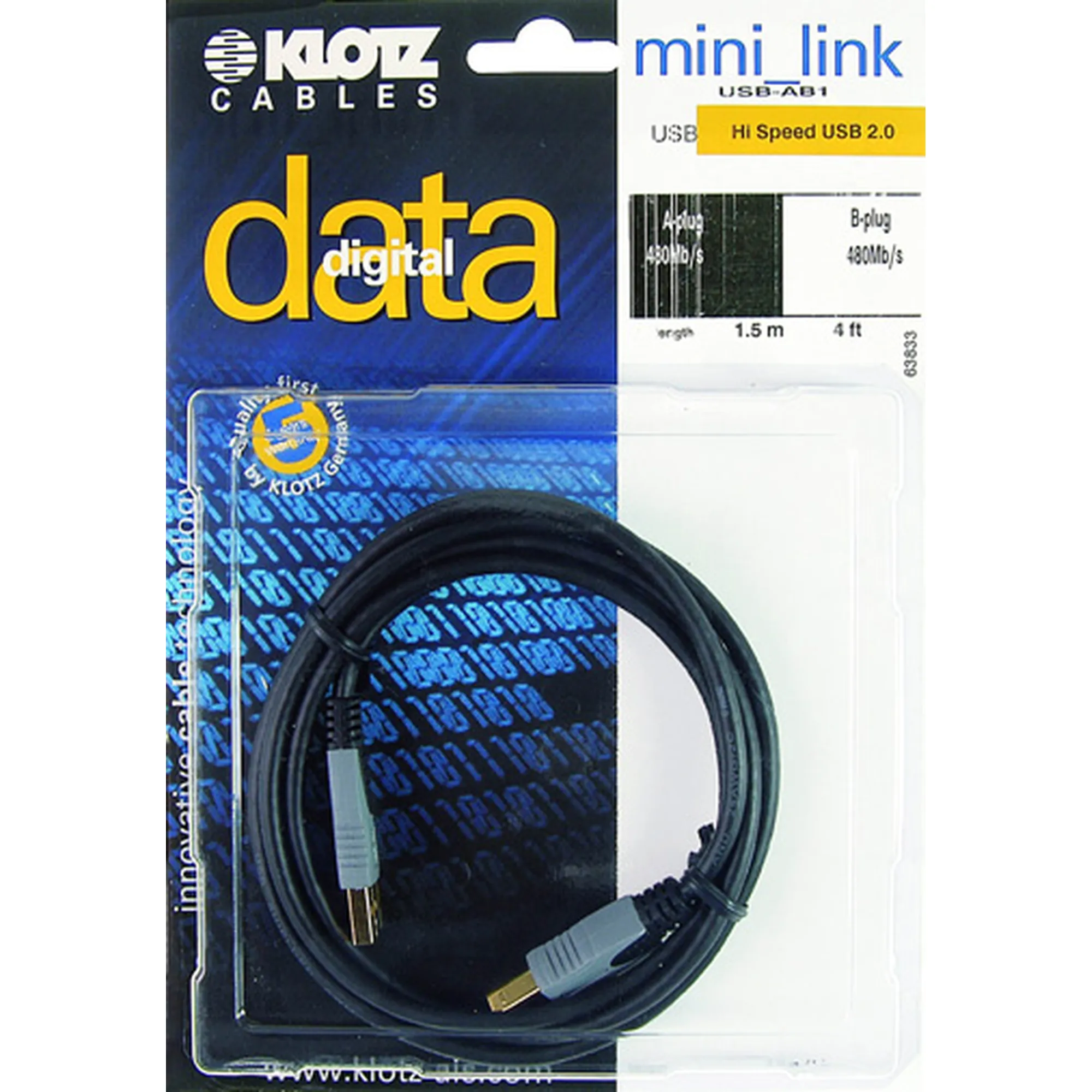 Vorderes Coverbild Klotz USB-AB3 3 Meter