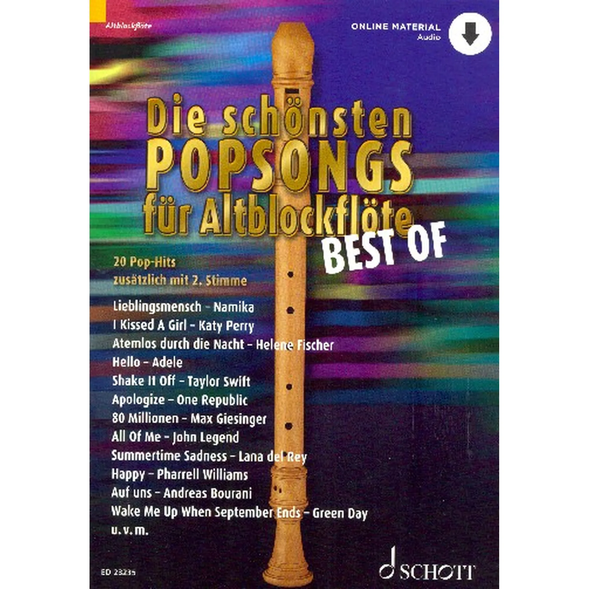 Vorderes Coverbild Die Schönsten Popsongs Für Altblockflöte - Best Of