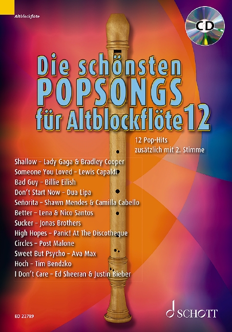 Vorderes Coverbild Die Schönsten Popsongs Für Altblockflöte 12