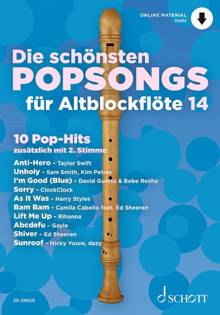 Vorderes Coverbild Die Schönsten Popsongs Für Altblockflöte 14