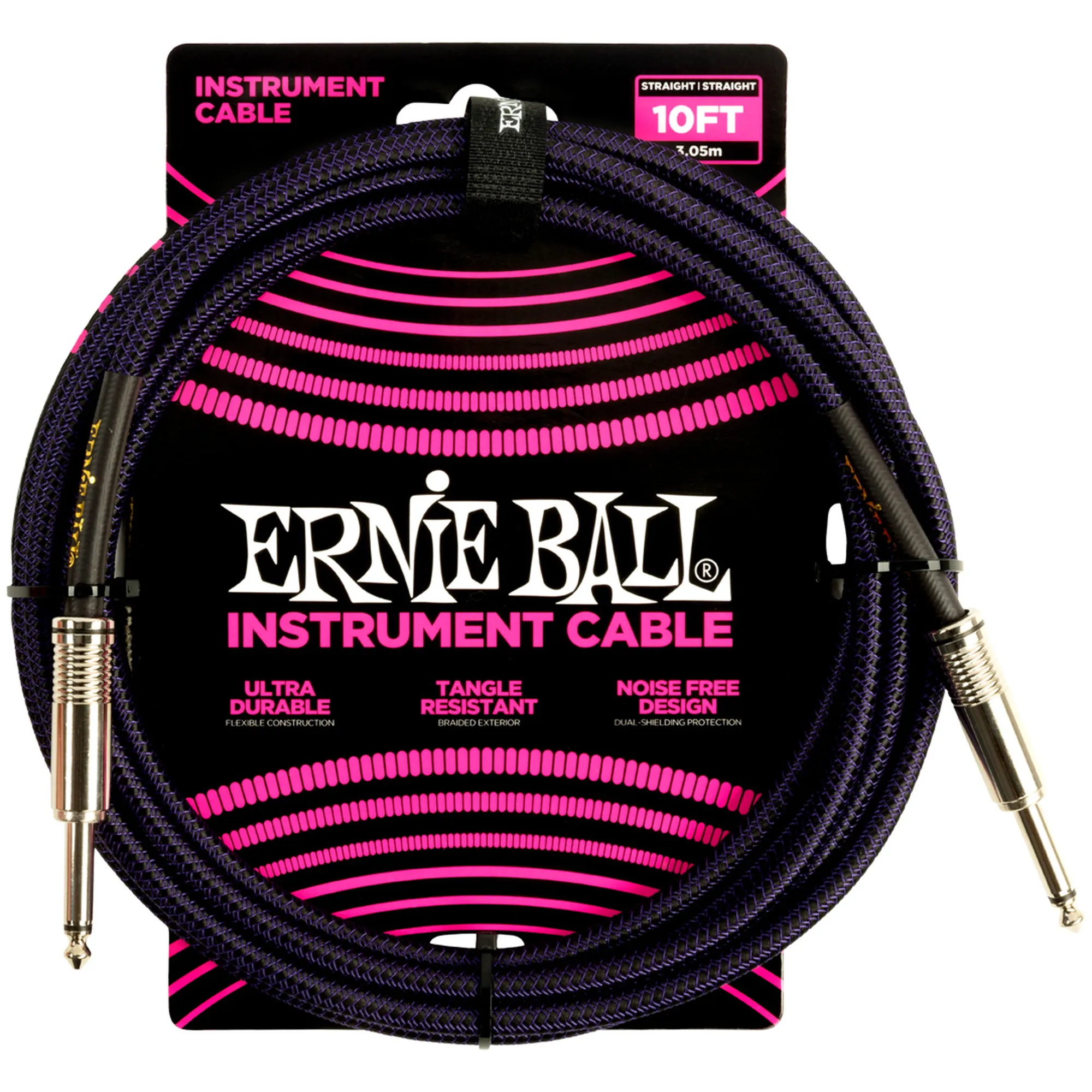 Vorderes Coverbild Ernie Ball EB6393 Violett/Schwarz 3,05 Meter