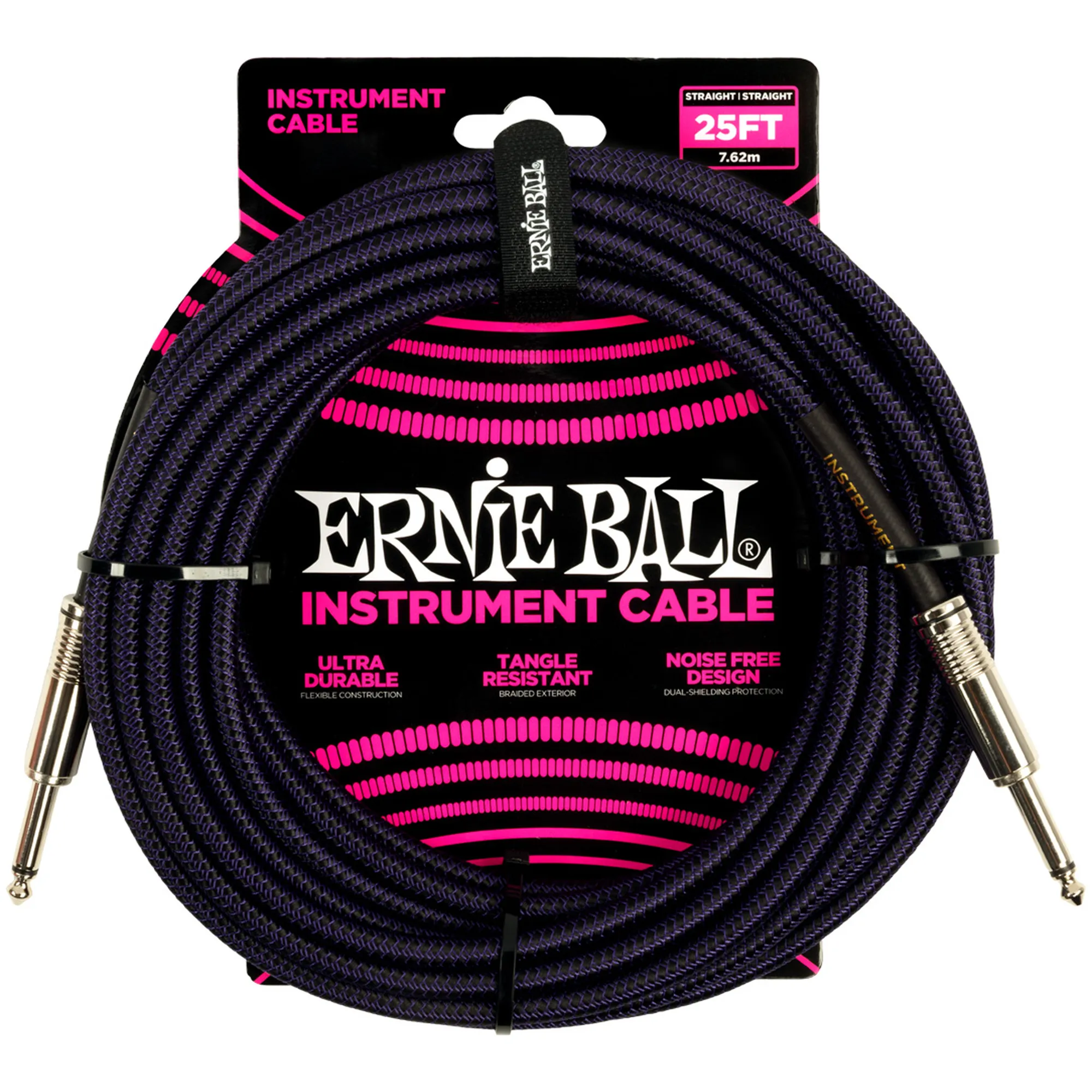 Vorderes Coverbild Ernie Ball EB6397 violett/schwarz 7,62 Meter