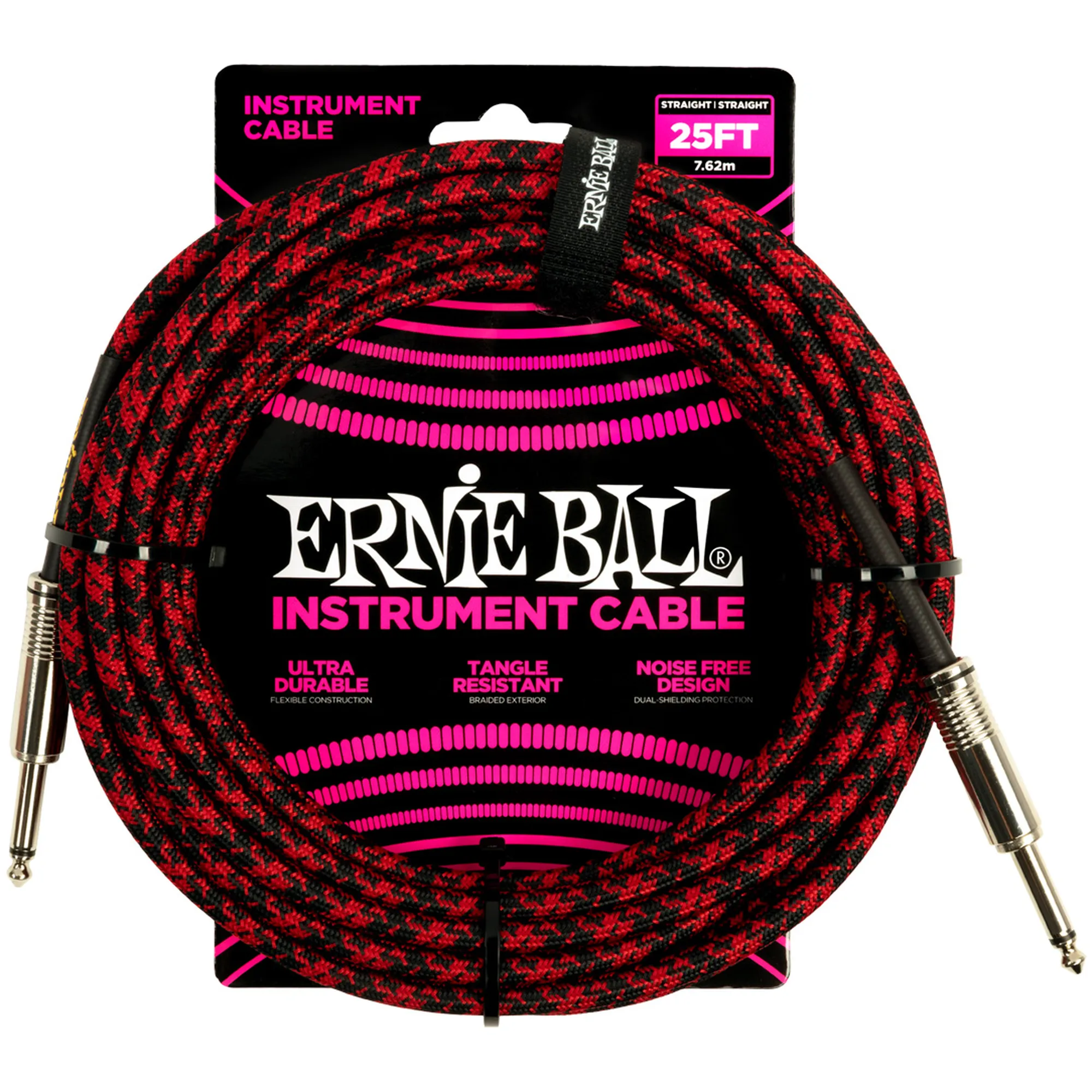 Vorderes Coverbild Ernie Ball EB6398 rot/schwarz 7,62 Meter