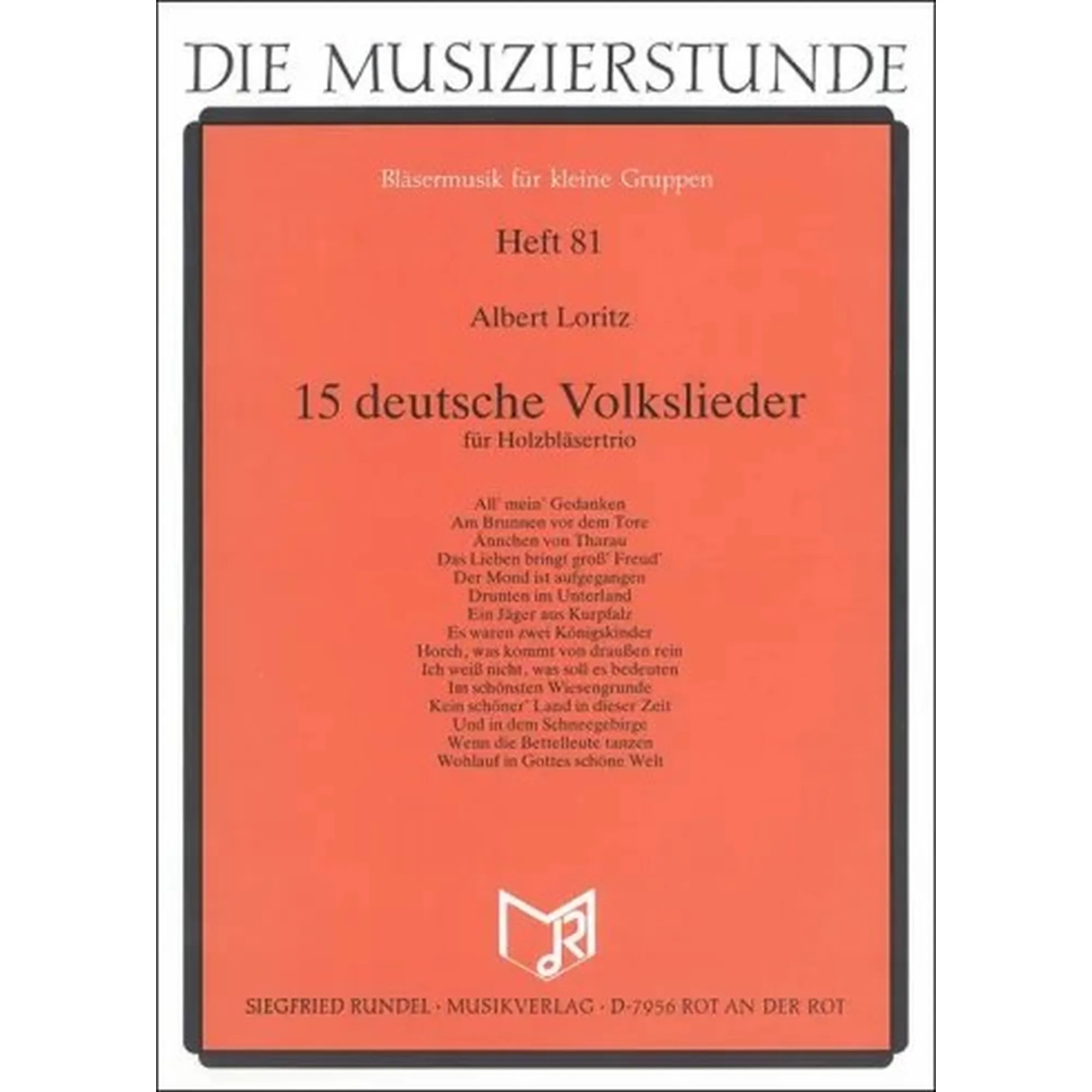 Vorderes Coverbild 15 deutsche Volkslieder