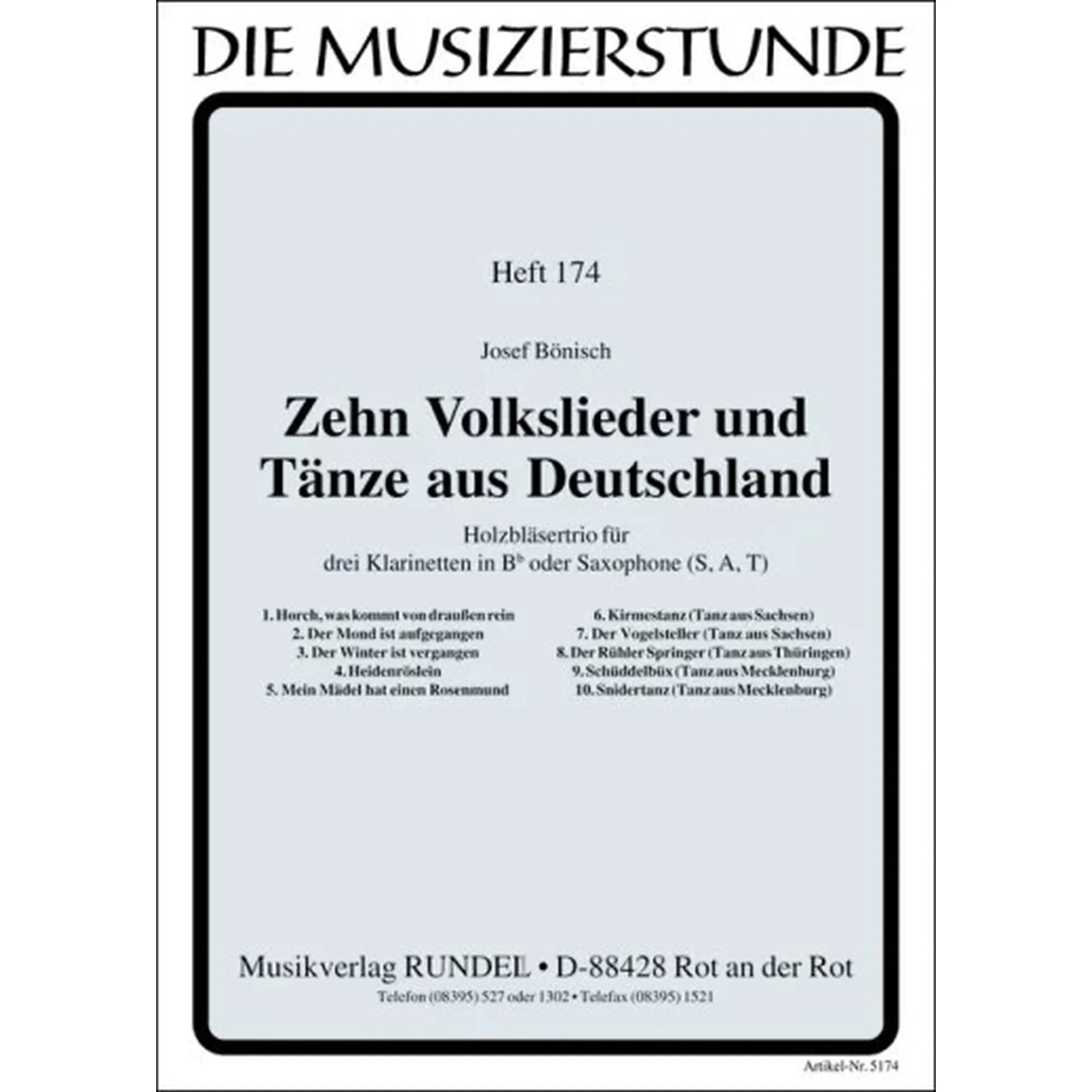 Vorderes Coverbild Zehn Volkslieder und Tänze aus Deutschland
