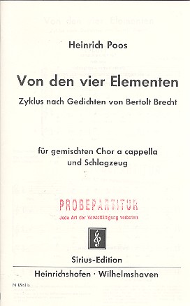 Vorderes Coverbild Von den vier Elementen