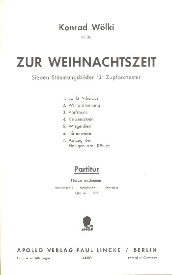 Vorderes Coverbild Zur Weihnachtszeit op.95 - 7 Stimmungsbilder