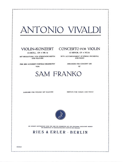 Vorderes Coverbild Konzert g-Moll op.4,6