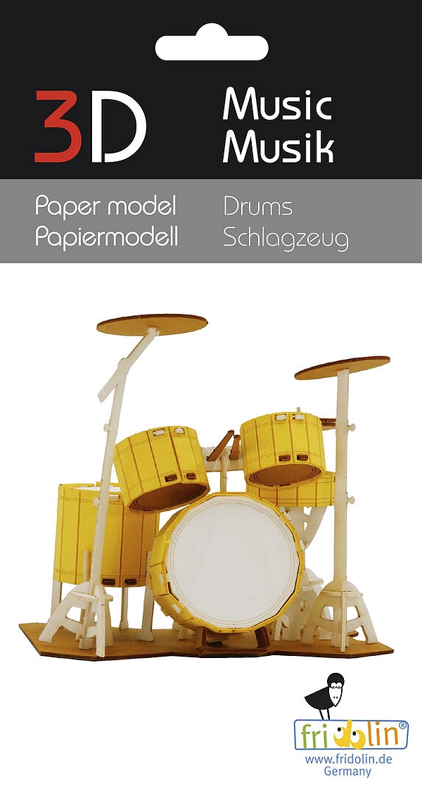 Vorderes Coverbild 3D Papiermodell Schlagzeug