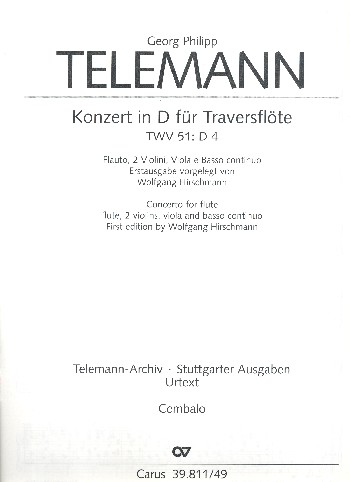 Vorderes Coverbild Konzert D-Dur TWV51:D4