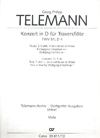 Vorderes Coverbild Konzert D-Dur TWV51:D4