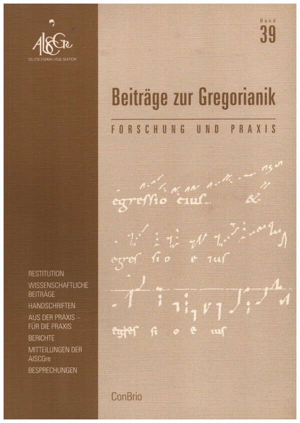 Vorderes Coverbild Beiträge zur Gregorianik Band 39