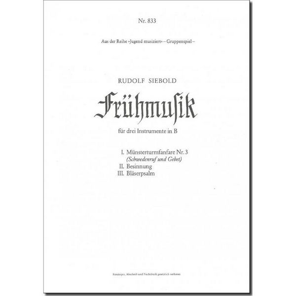 Vorderes Coverbild Frühmusik für 3 Instrumente in B