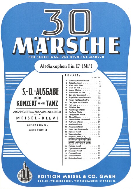 Vorderes Coverbild 30 Märsche: für Salonorchester