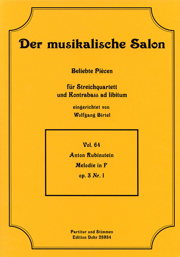 Vorderes Coverbild Melodie in F op.3,1 für Streichquartett,