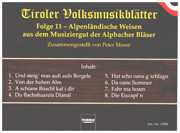 Vorderes Coverbild Tiroler Volksmusikblätter Band 11