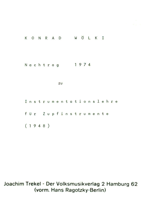 Vorderes Coverbild Nachtrag 1974  zu Instrumentationslehre für