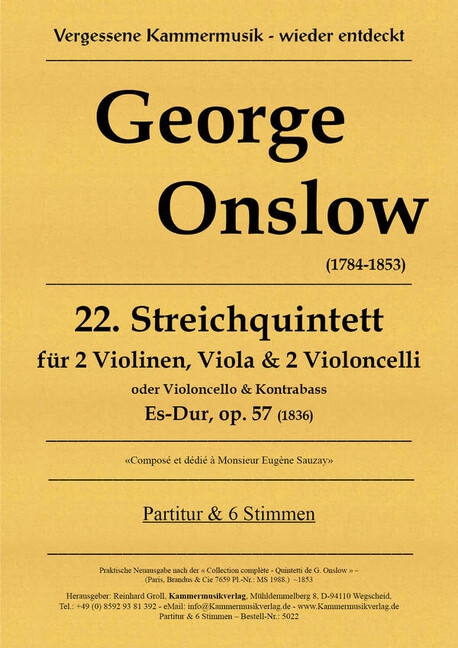 Vorderes Coverbild Streichquintett Es-Dur Nr. 22 op.57