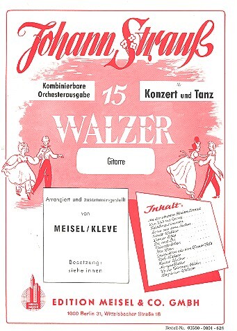 Vorderes Coverbild 15 Walzer von Strauß für Konzert und Tanz