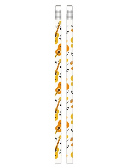 Vorderes Coverbild Bleistift mit Radiergummi Gitarre weiß 4C