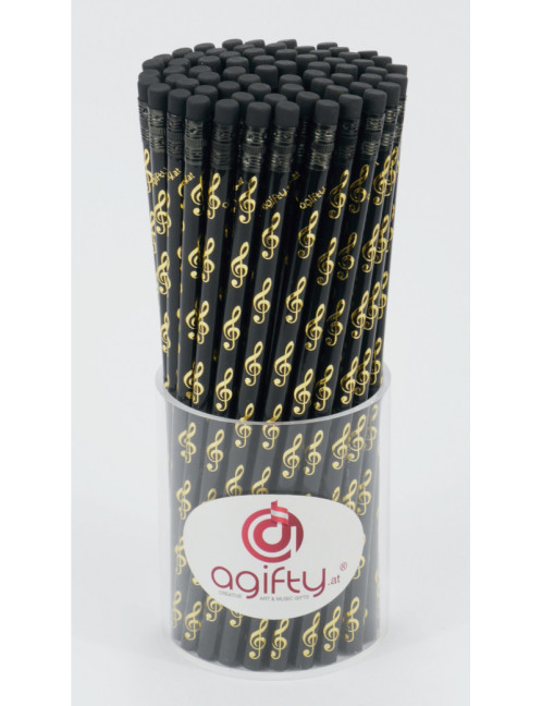 Vorderes Coverbild Bleistift mit Radiergummi Violinschlüssel schwarz/golden