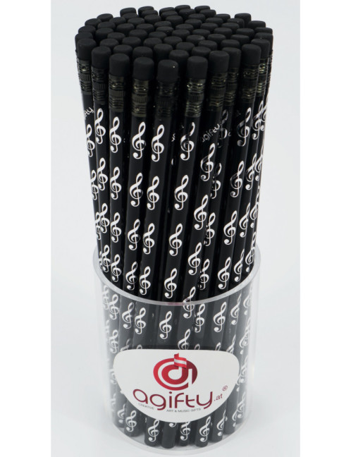 Vorderes Coverbild Bleistift mit Radiergummi Violinschlüssel schwarz/silber