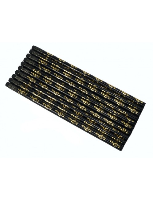 Vorderes Coverbild Bleistift mit Radiergummi Violinschlüssel schwarz/golden