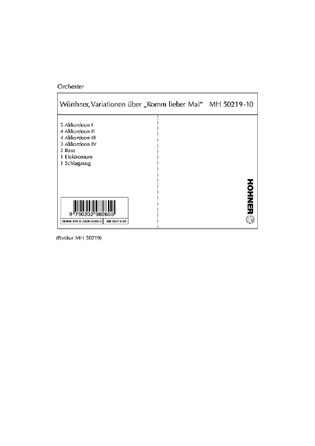 Vorderes Coverbild Variationen über ""Komm lieber Maí""