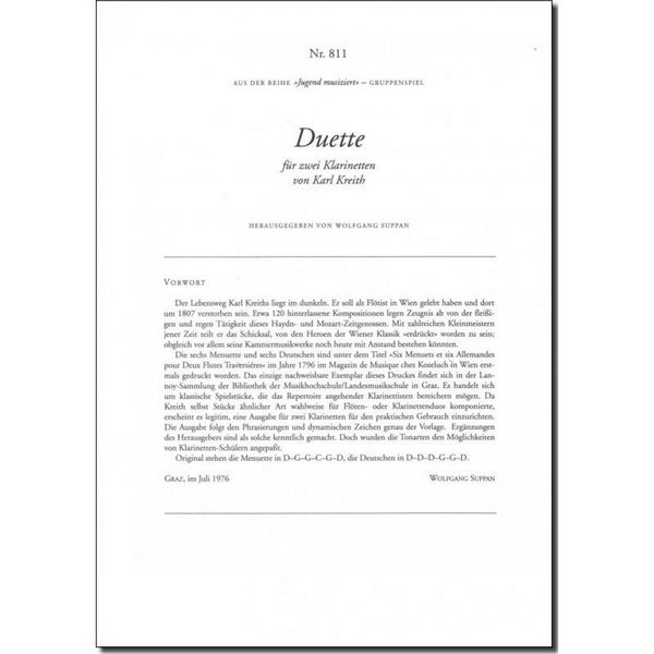 Vorderes Coverbild Duette für 2 Klarinetten