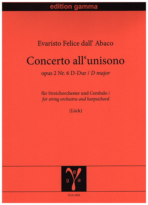 Vorderes Coverbild Concerto all'unisono op. 2 Nr. 6 D-Dur
