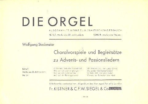 Vorderes Coverbild Choralvorspiele und Begleitsätze zu Advents-