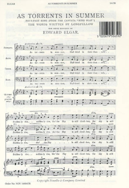 Vorderes Coverbild As torrents in Summer for mixed chorus