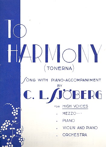 Vorderes Coverbild To Harmony for high voice and piano