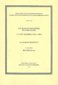 Vorderes Coverbild Sources manuscrites en tablature