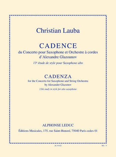 Vorderes Coverbild Cadence du concerto pour saxophone
