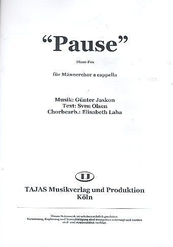 Vorderes Coverbild Pause für Männerchor