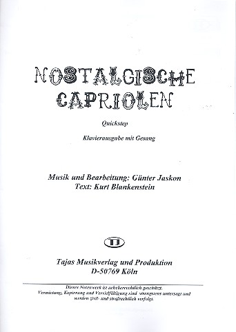 Vorderes Coverbild Nostalgische Capriolen: für Gesang