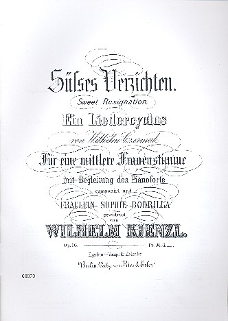 Vorderes Coverbild Süßes Verzichten op.16 Liederzyklus