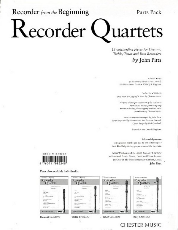 Vorderes Coverbild Recorder Quartets