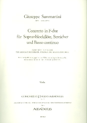 Vorderes Coverbild Concerto F-Dur für Sopranblockflöte,