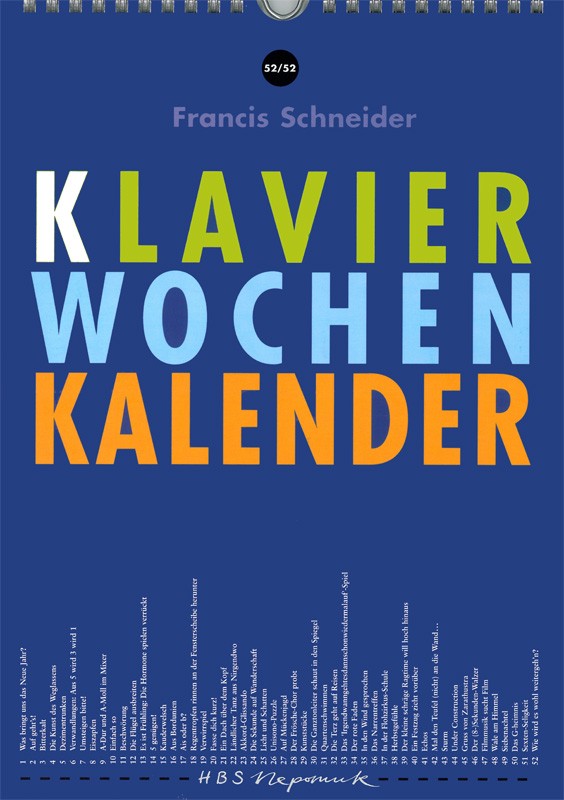 Vorderes Coverbild Klavier Wochenkalender - 52 pianistische Knacknüsse fürs ganze Jahr