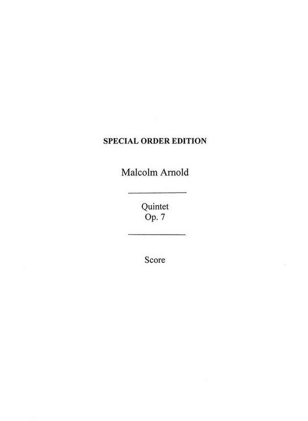 Vorderes Coverbild Quintet  op.7 for flute, violin, viola, horn