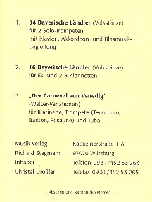 Vorderes Coverbild Bayrische Ländler   und  Karneval von Venedig