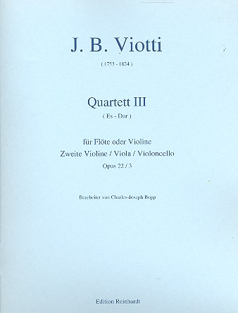 Vorderes Coverbild Quartett Es-Dur op.22,3 für Flöte (Vl) und Streichtrio