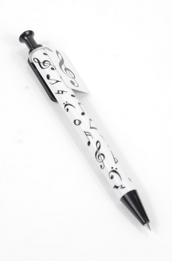 Vorderes Coverbild Druck-Bleistift 13 cm Noten weiß