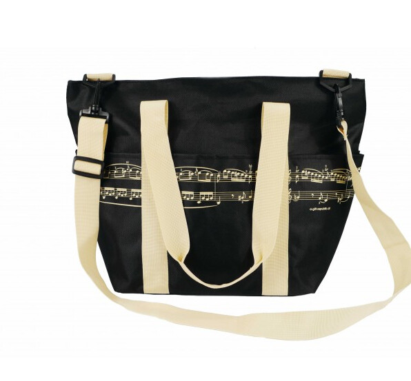 Vorderes Coverbild Schultertasche Pro Musica Notenzeile schwarz/creme 45 x 34 x 20 cm