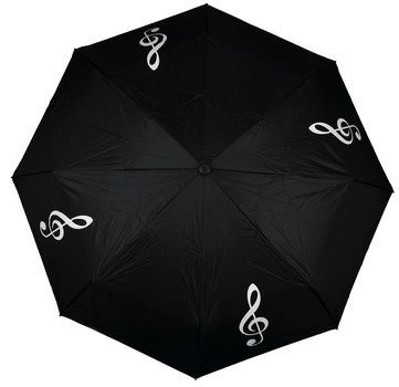 Vorderes Coverbild Taschenschirm Violinschlüssel schwarz/weiß (100 cm)