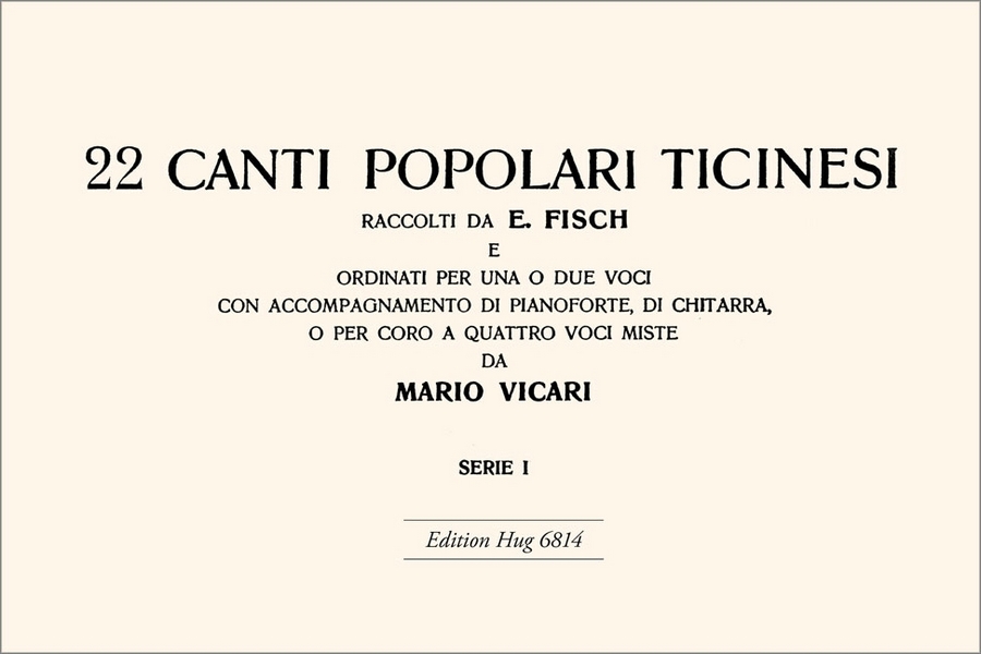 Vorderes Coverbild 22 Canti popolari ticinesi vol.1 per